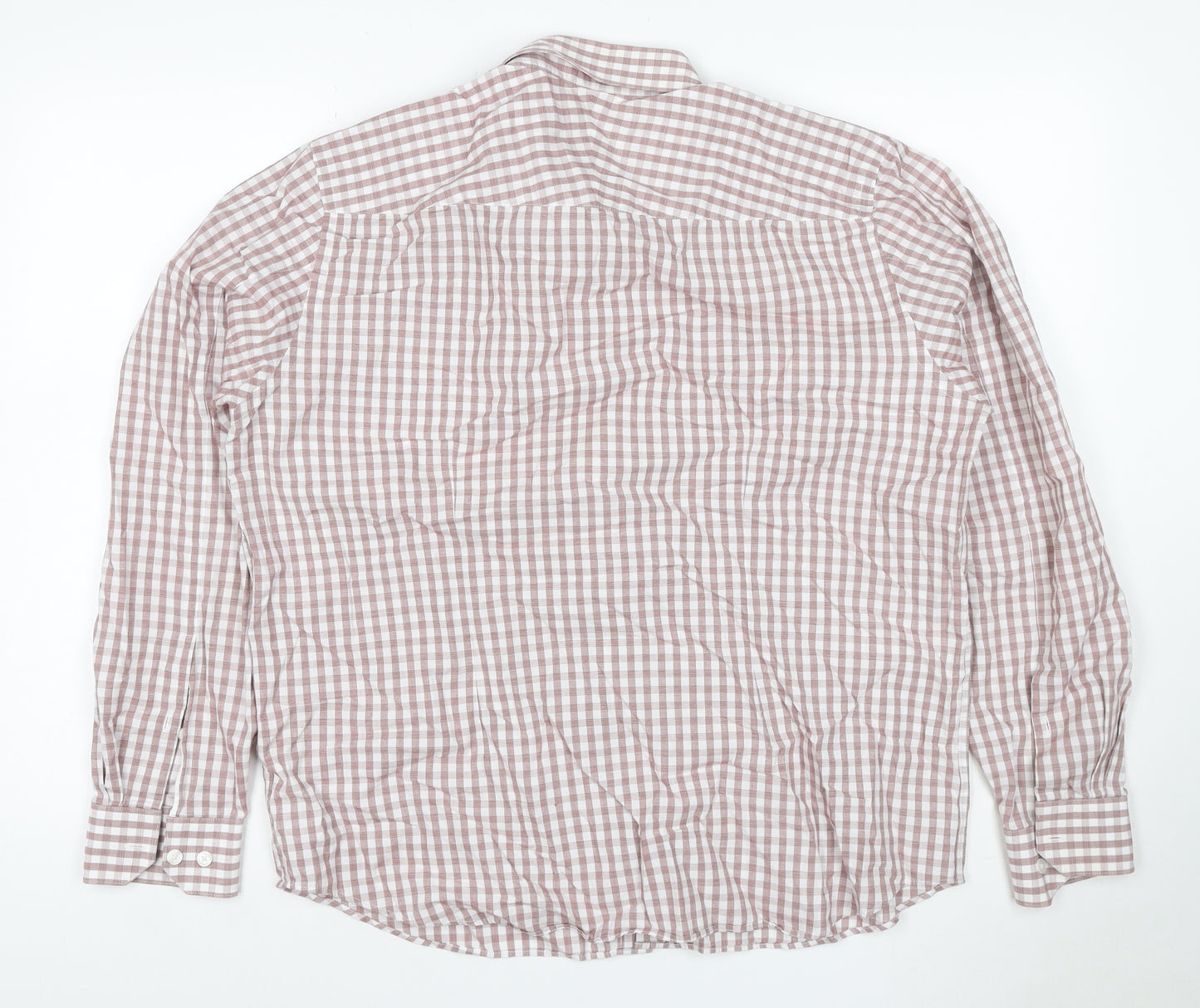 Jasper Conran Men's Brown Check Cotton Long Sleeve Button-Up Shirt L