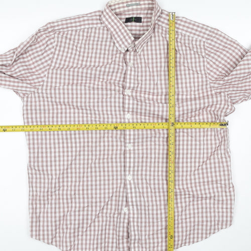 Jasper Conran Men's Brown Check Cotton Long Sleeve Button-Up Shirt L