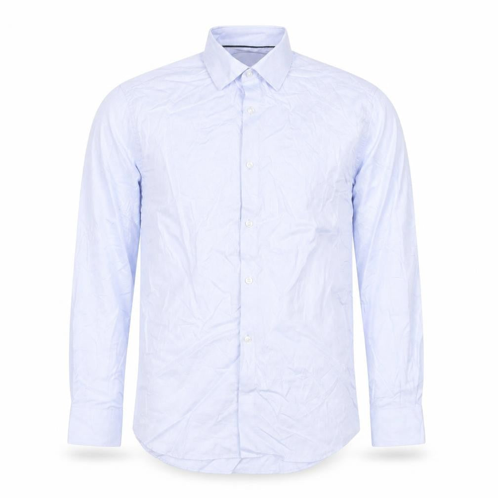 Marks and Spencer Men Blue Regular Fit Cotton Long Sleeve Shirt 15in