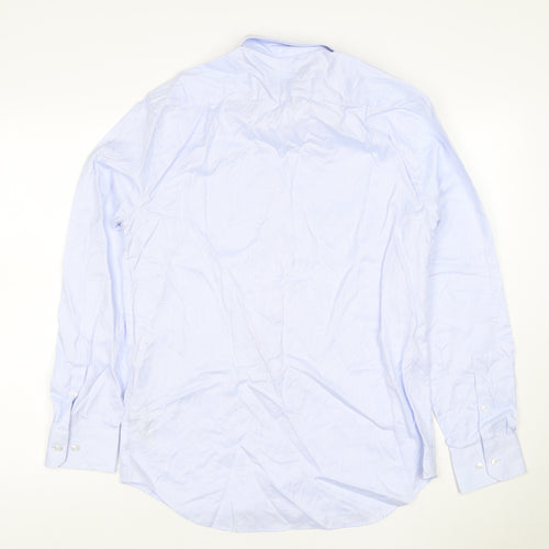 Marks and Spencer Men Blue Regular Fit Cotton Long Sleeve Shirt 15in