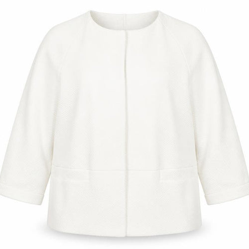 Marks and Spencer Women Ivory Textured Collarless Suit Jacket Size 16