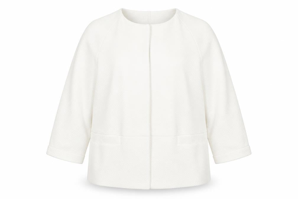 Marks and Spencer Women Ivory Textured Collarless Suit Jacket Size 16