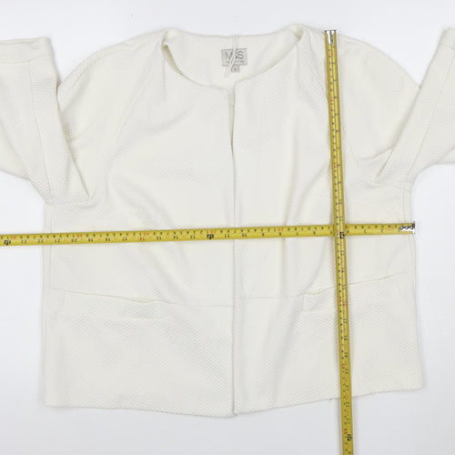 Marks and Spencer Women Ivory Textured Collarless Suit Jacket Size 16