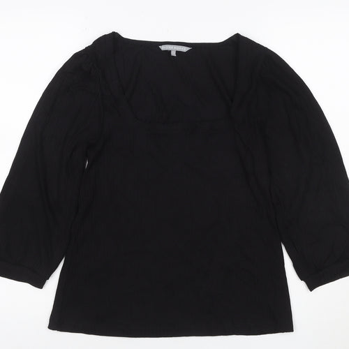 Oliver Bonas Women's Black Square Neck 3/4 Sleeve Blouse UK 10