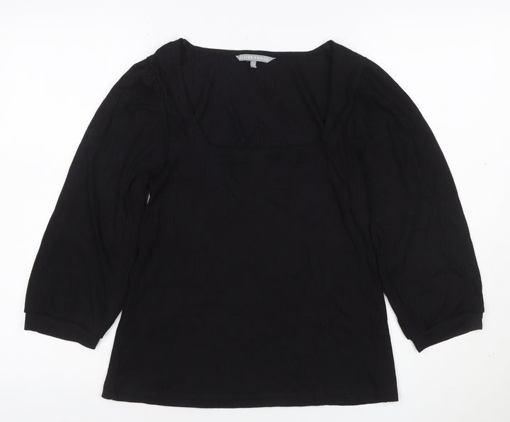 Oliver Bonas Women's Black Square Neck 3/4 Sleeve Blouse UK 10