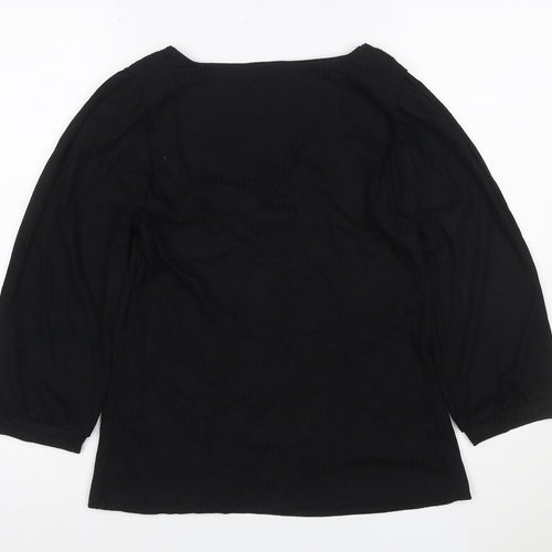 Oliver Bonas Women's Black Square Neck 3/4 Sleeve Blouse UK 10