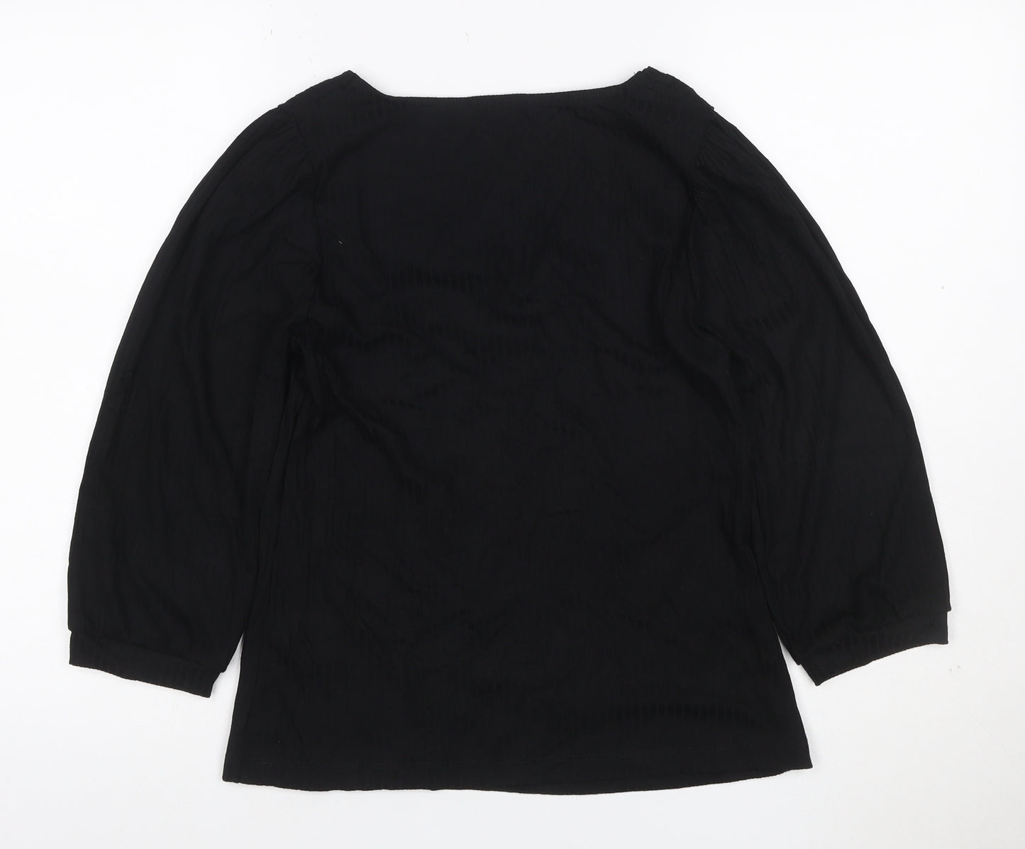 Oliver Bonas Women's Black Square Neck 3/4 Sleeve Blouse UK 10