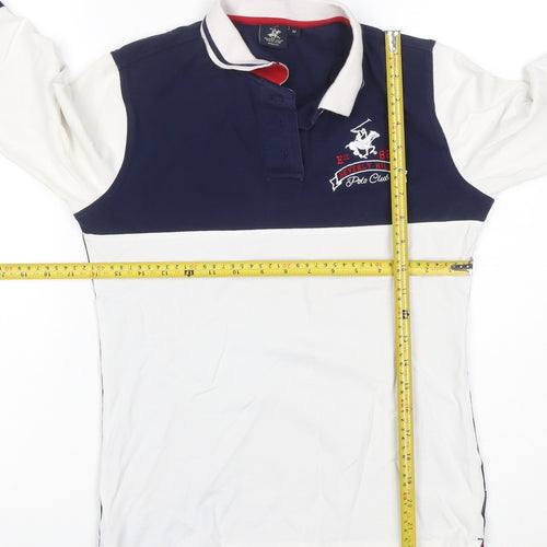 Beverly Hills Polo Club Men's Blue Long Sleeve Cotton Polo M