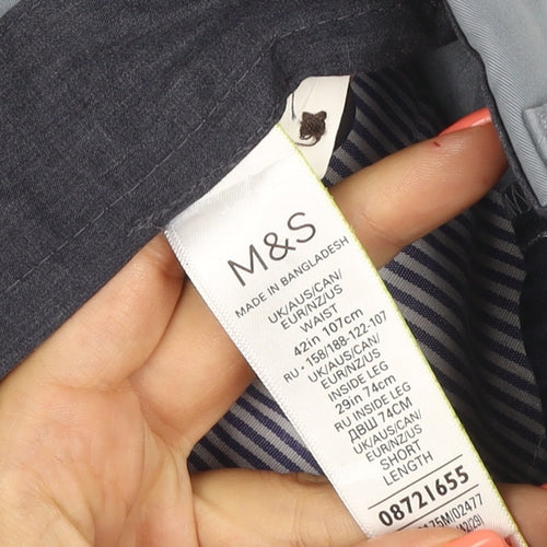 Marks and Spencer Men's Blue Regular Chino Trousers 42 W 29 L