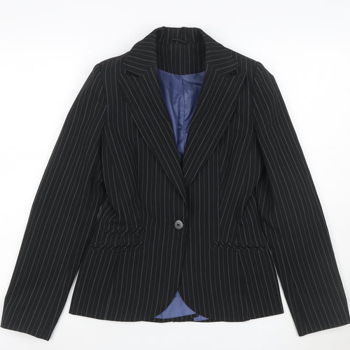New Look Women's Black Pinstripe Tailored Blazer UK 10