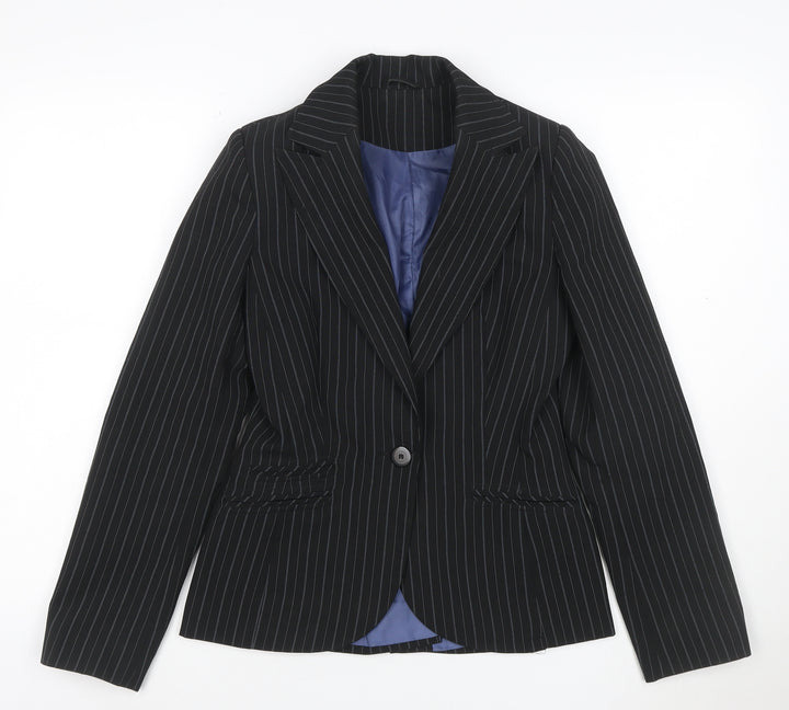 New Look Women's Black Pinstripe Tailored Blazer UK 10