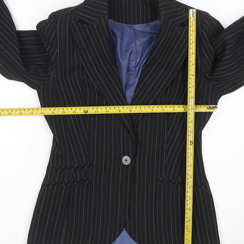 New Look Women's Black Pinstripe Tailored Blazer UK 10