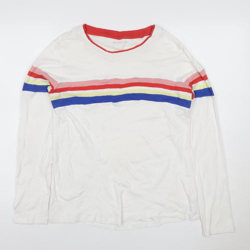 Next Womens White Rainbow Stripe Long Sleeve Ringer T-Shirt Size 18