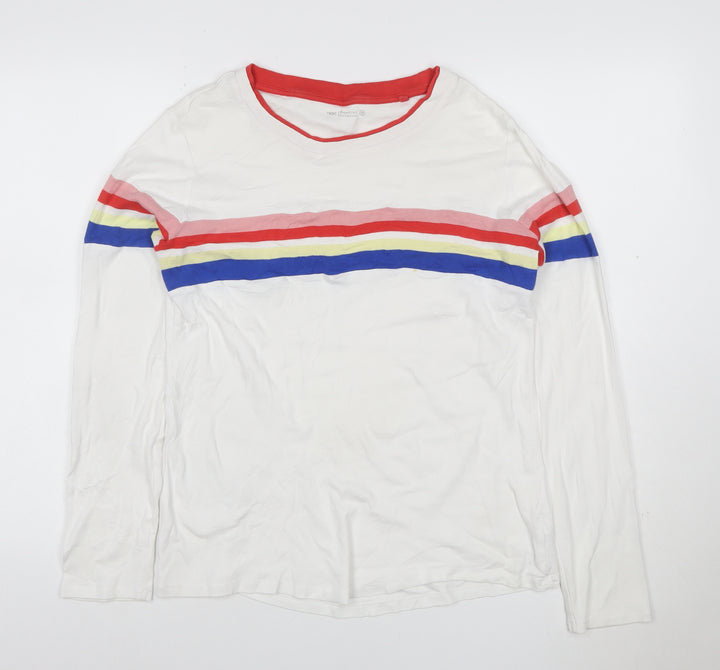 Next Womens White Rainbow Stripe Long Sleeve Ringer T-Shirt Size 18
