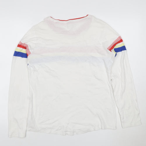 Next Womens White Rainbow Stripe Long Sleeve Ringer T-Shirt Size 18