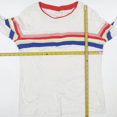 Next Womens White Rainbow Stripe Long Sleeve Ringer T-Shirt Size 18