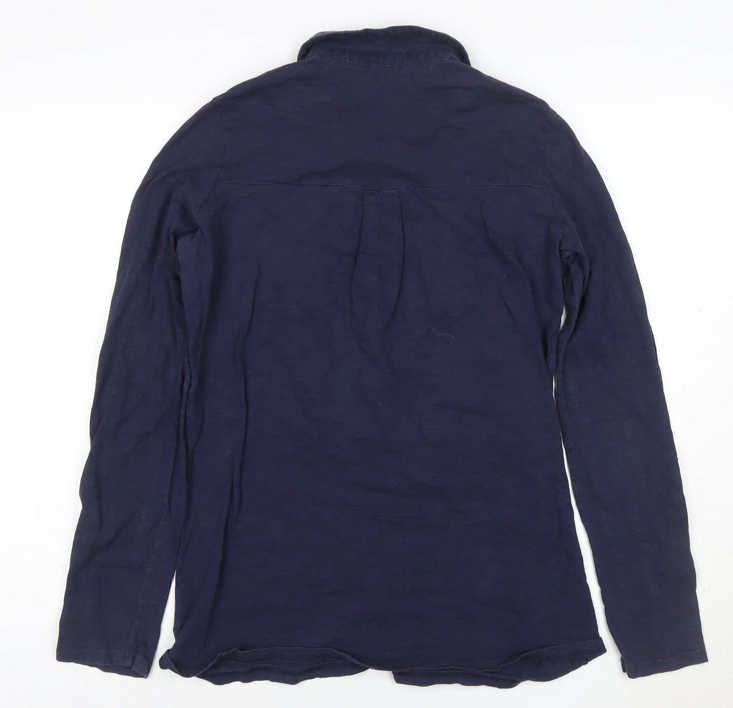 Long Tall Sally Womens Blue Button-Up Cotton Shirt XS