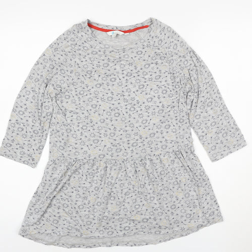 Boden Women Grey Star Print Tunic T-Shirt XS 3/4 Sleeve