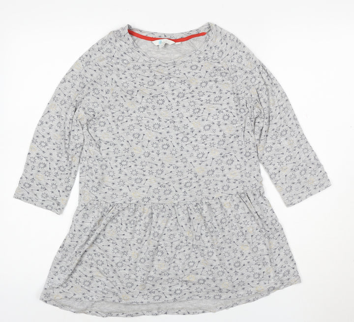 Boden Women Grey Star Print Tunic T-Shirt XS 3/4 Sleeve