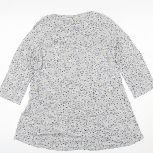 Boden Women Grey Star Print Tunic T-Shirt XS 3/4 Sleeve