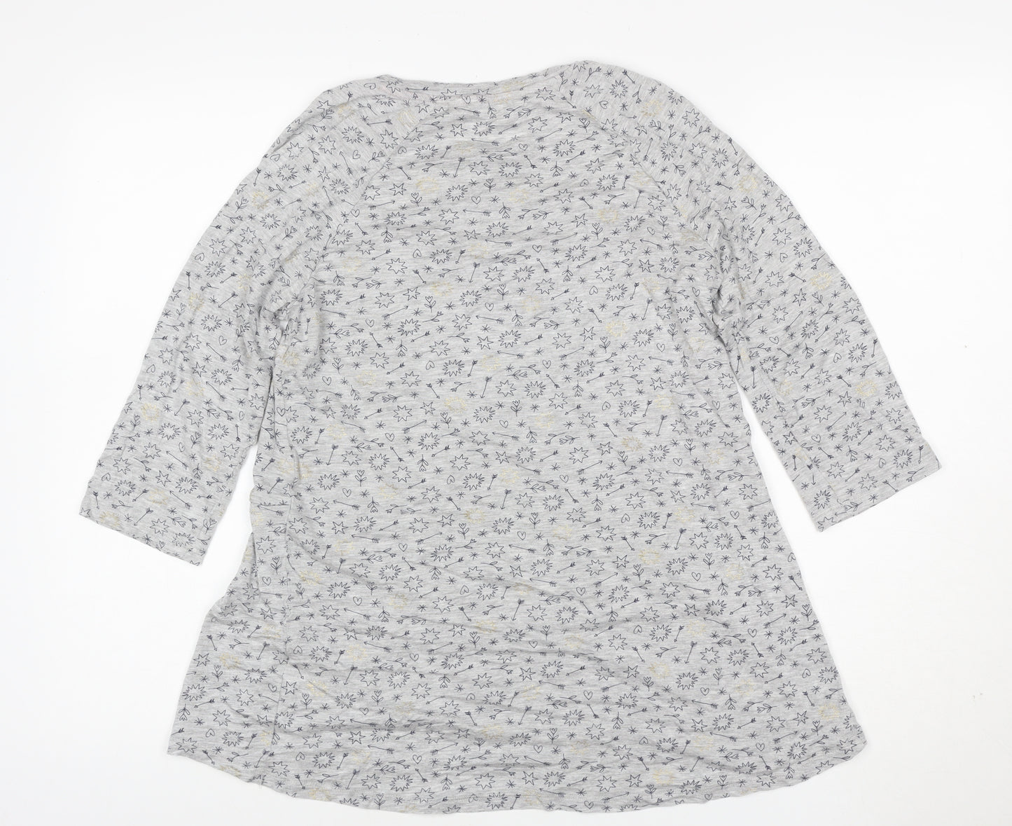 Boden Women Grey Star Print Tunic T-Shirt XS 3/4 Sleeve