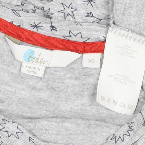 Boden Women Grey Star Print Tunic T-Shirt XS 3/4 Sleeve
