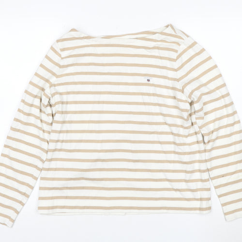 GANT Women Beige Stripe Pullover Sweatshirt Cotton L