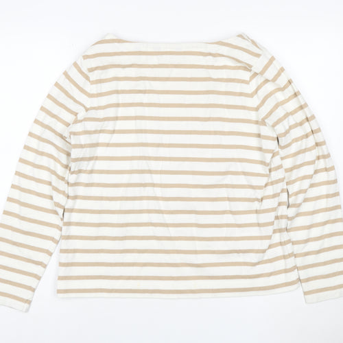 GANT Women Beige Stripe Pullover Sweatshirt Cotton L