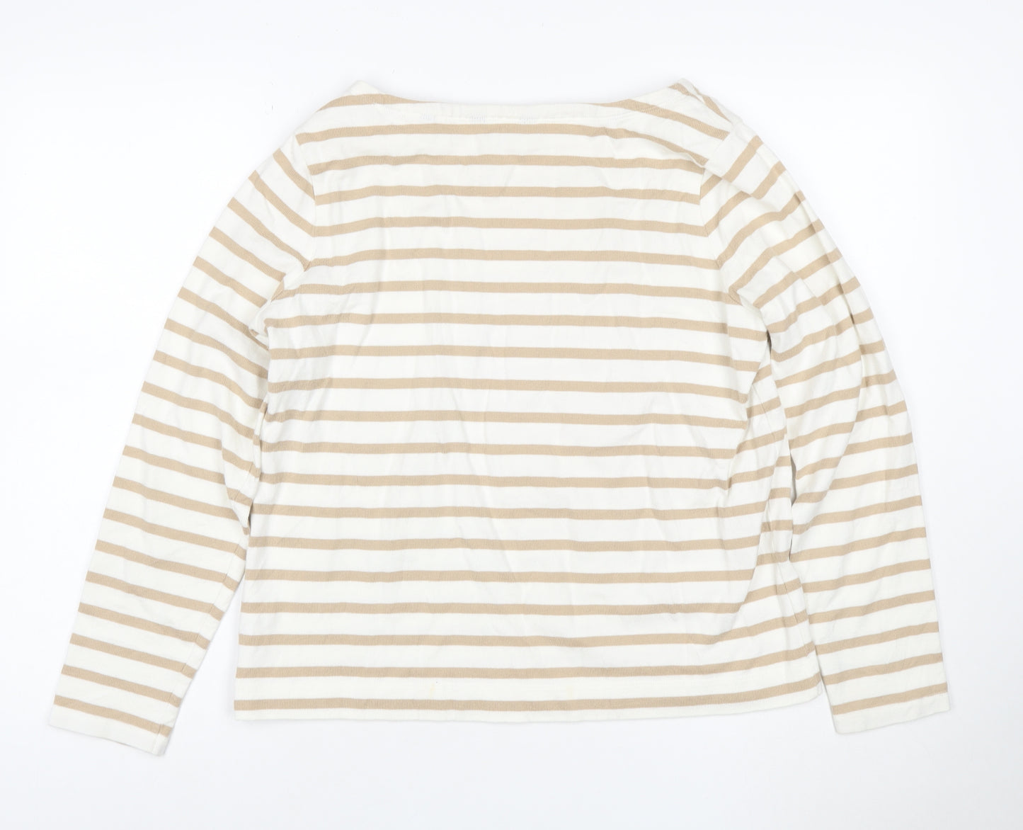 GANT Women Beige Stripe Pullover Sweatshirt Cotton L