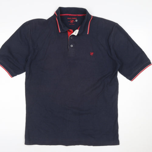Back Swing Men's Blue Polo Shirt M Regular Fit Short Sleeve Cotton Blend