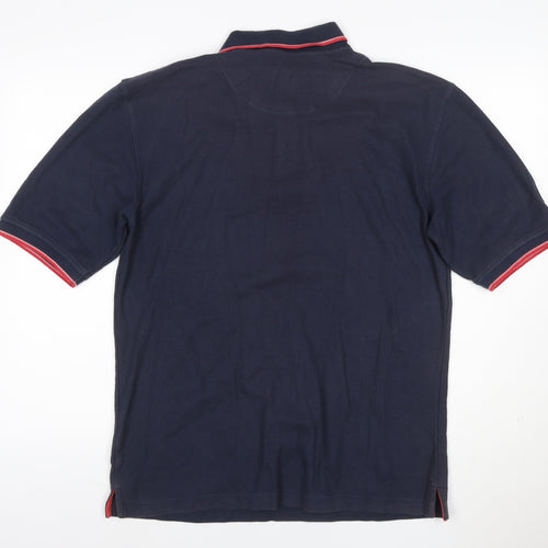 Back Swing Men's Blue Polo Shirt M Regular Fit Short Sleeve Cotton Blend