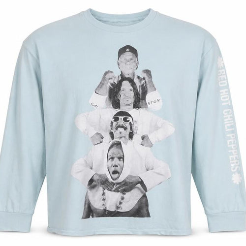 Red Hot Chili Peppers Men's Blue Long Sleeve Band Tour T-Shirt Size L