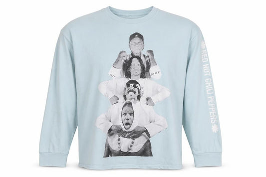 Red Hot Chili Peppers Men's Blue Long Sleeve Band Tour T-Shirt Size L
