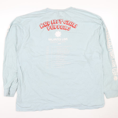 Red Hot Chili Peppers Men's Blue Long Sleeve Band Tour T-Shirt Size L