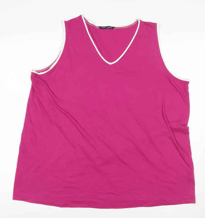 Evans Womens Pink V-Neck Sleeveless Plus Size 22/24 Tank Top
