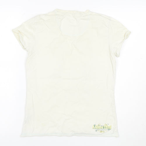 Fat Face Women’s Ivory Graphic Surf T-Shirt Size 10 Cotton