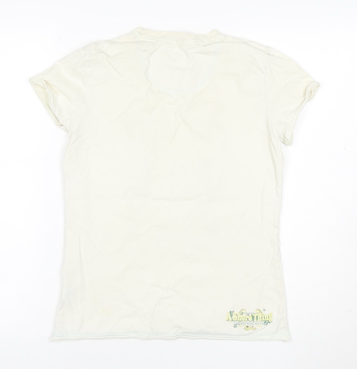 Fat Face Women’s Ivory Graphic Surf T-Shirt Size 10 Cotton