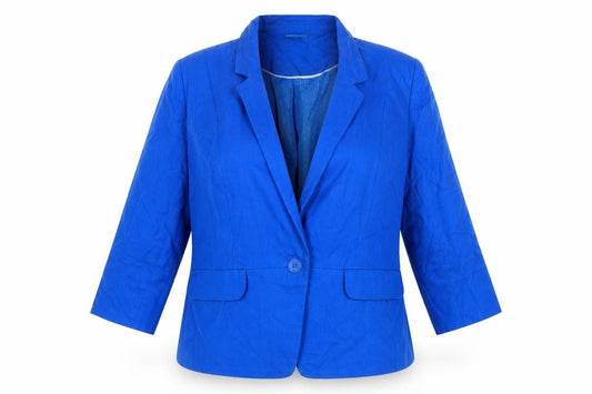 Debenhams Women Blue Linen Blend Blazer Size 16 One Button Jacket