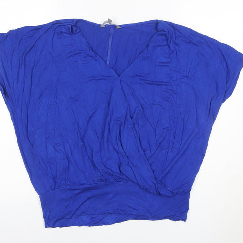 Principles Women's Blue V-Neck Jersey Wrap Blouse Size 14