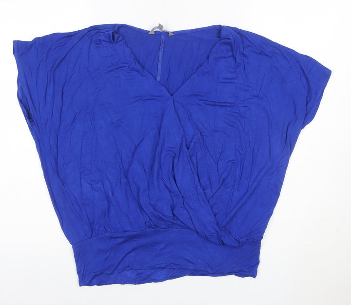 Principles Women's Blue V-Neck Jersey Wrap Blouse Size 14