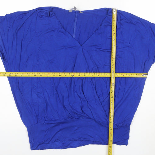 Principles Women's Blue V-Neck Jersey Wrap Blouse Size 14