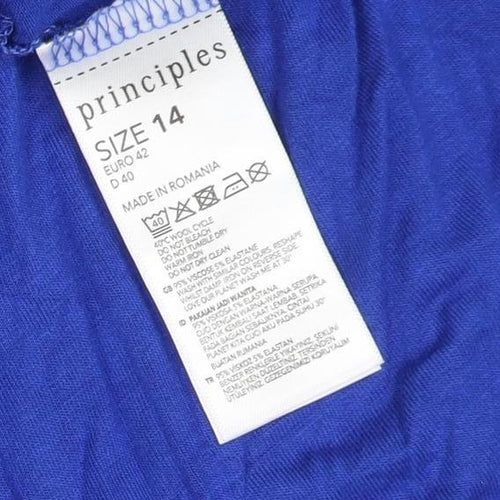 Principles Women's Blue V-Neck Jersey Wrap Blouse Size 14
