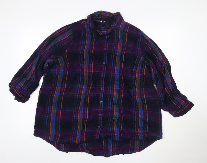 Tu Women’s Multicoloured Check Cotton Button-Up Shirt Size 26