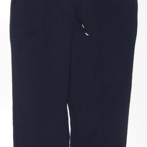 Next Women Navy Blue Size 16R Elastic Waist Straight Trousers