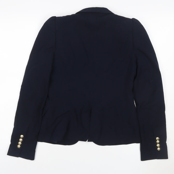 Zara Woman Navy Blue Single-Breasted Blazer Jacket UK 8