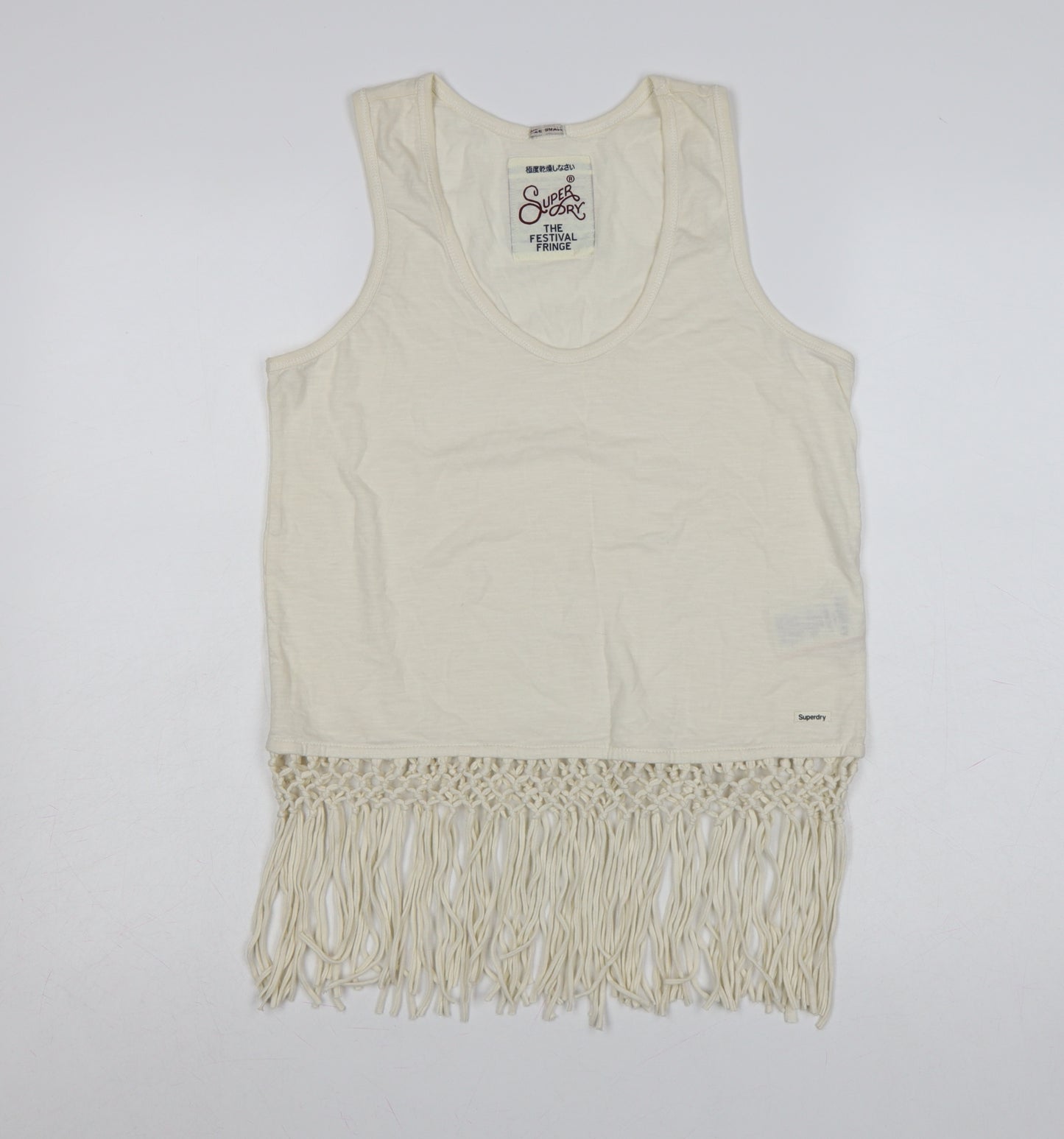 Superdry Womens Ivory Fringe Festival Tank Top Size S