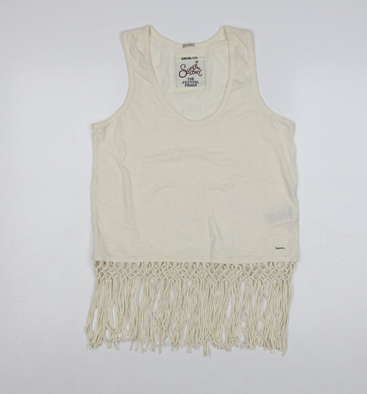 Superdry Womens Ivory Fringe Festival Tank Top Size S