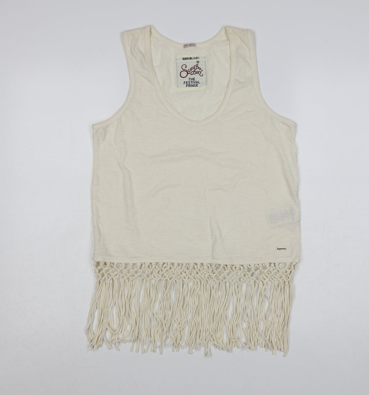 Superdry Womens Ivory Fringe Festival Tank Top Size S
