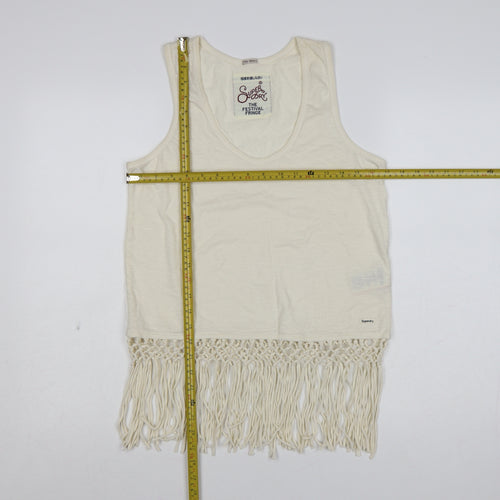 Superdry Womens Ivory Fringe Festival Tank Top Size S