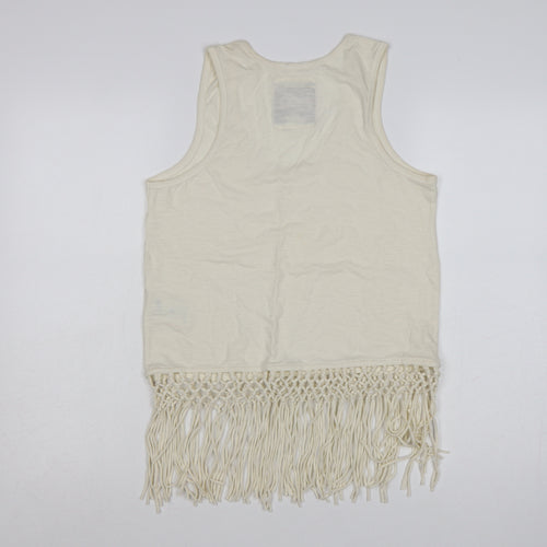 Superdry Womens Ivory Fringe Festival Tank Top Size S
